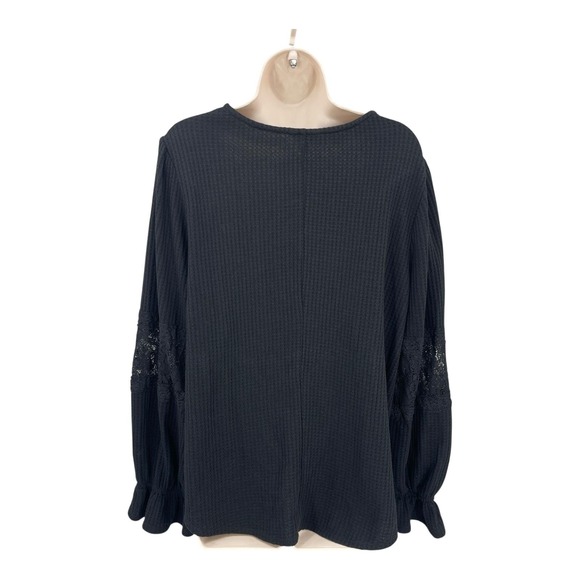 Cato Boho Blouse Women Black Lace Whimsigoth Dark Fairy Peasant Top Size 18/20W - Picture 2 of 10